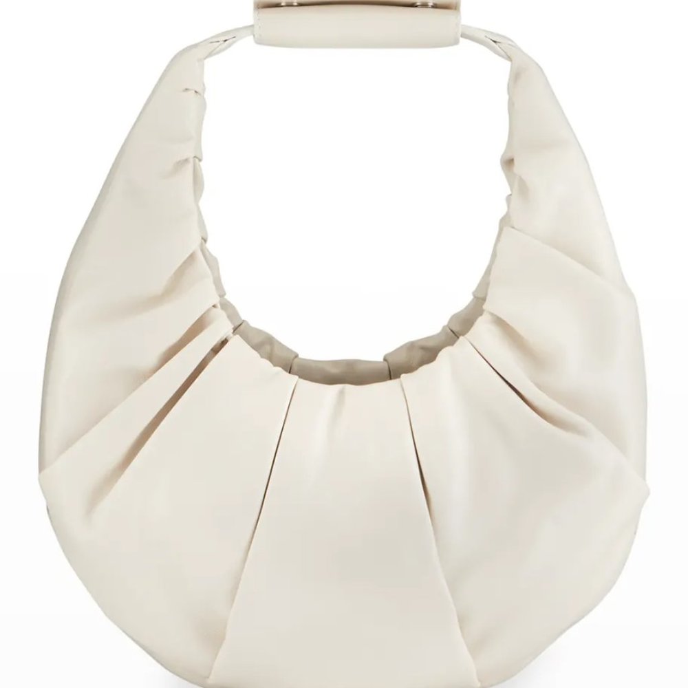 Staud Leather Soft Moon Cream bag